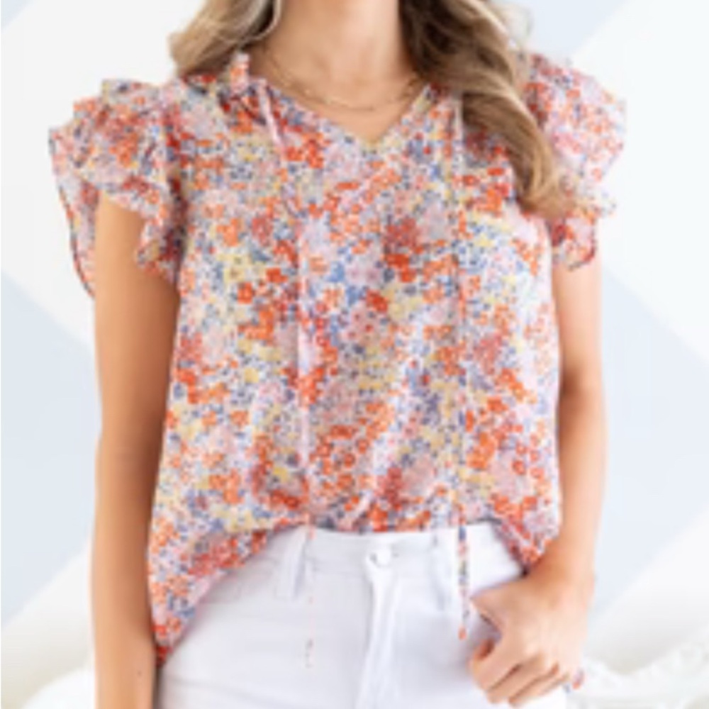 A sea  Women's Floral Blouse - Halie top size large